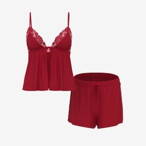 Victoria's Secret Soft Modal Red Lace Shorts Set